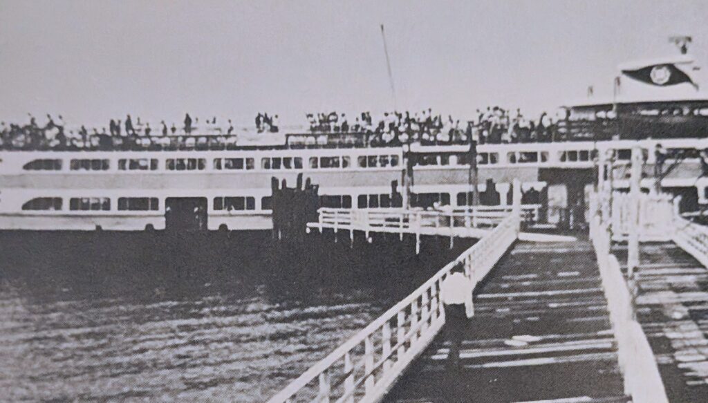 View on the Pier looking at one of the Steamboats dropping off visitors