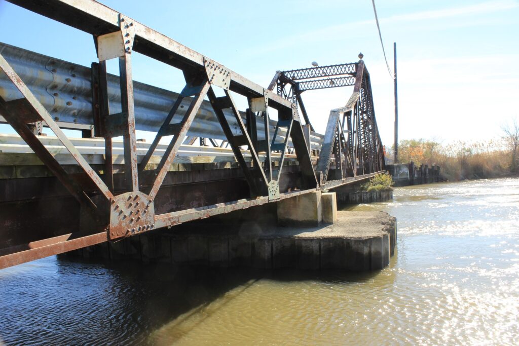 Side view of historic truss bridge on Alloways Creek in LAC Twp. aka New Bridge