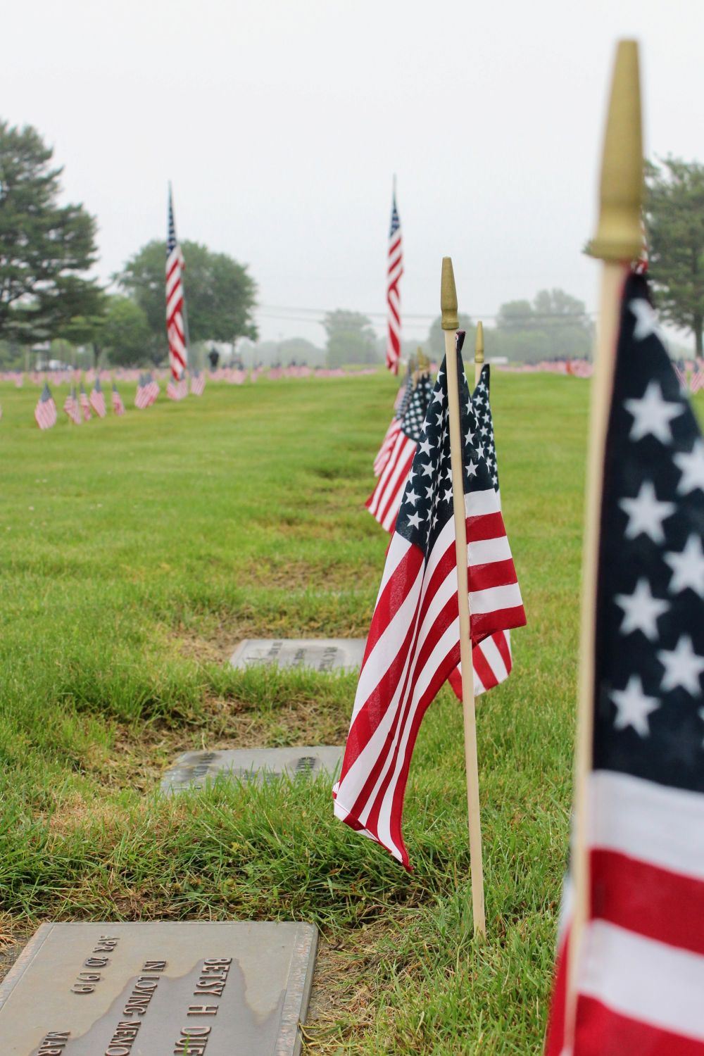 American flags line the graves of veterans in Salem County during Memorial Day 2026 Ceremony
