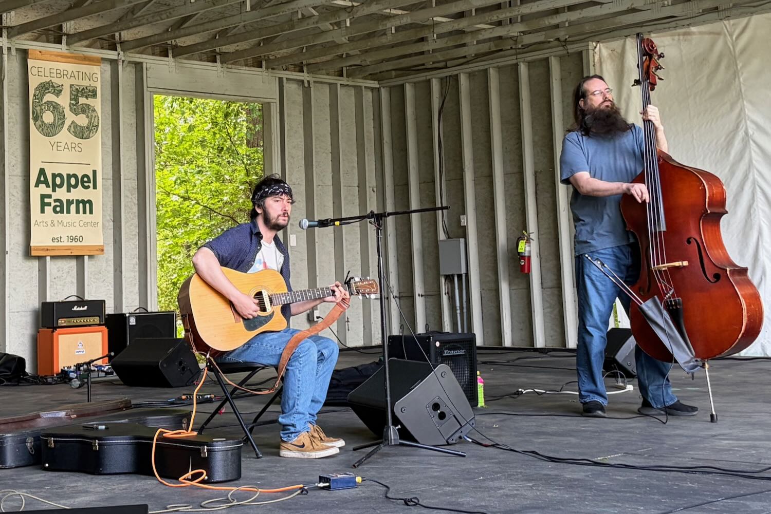 Anthony West performing on the Grove Stage with Ron Lange on Bass