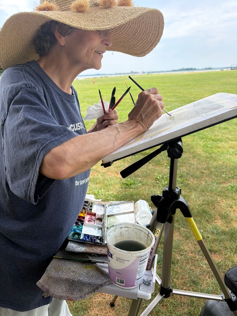 Patience Oakes participating in the recent plein air event held at Fort Mott in Pennsville
