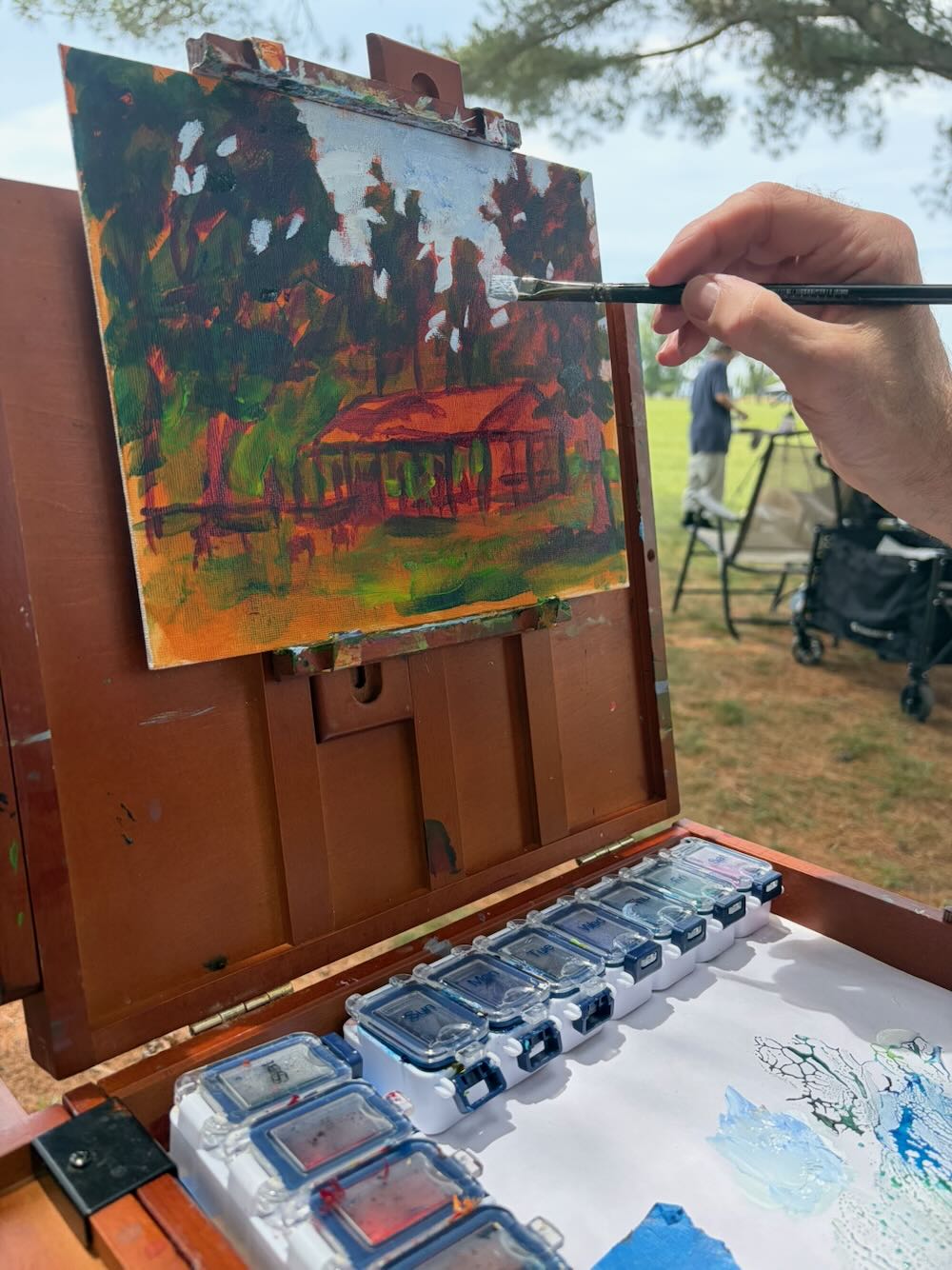 A close up of David Dorrell working