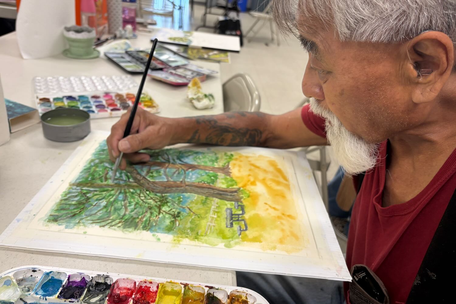 Michael Ohno working diligently