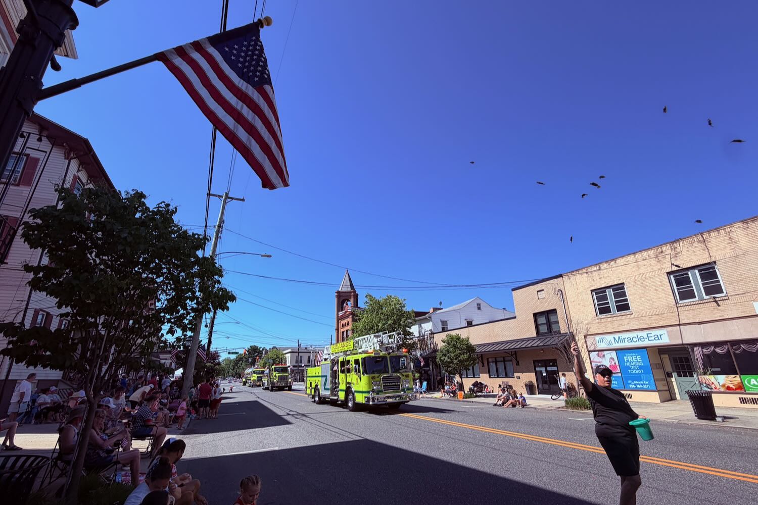 Candy being thrown in the Woodstown Fourth of July Parade