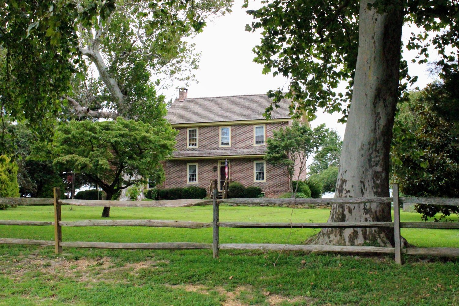 The John Jarman House framed by its two "symmetrically perfect" buttonwood trees, much as Dr. George Walter Johnson described them in 1976.