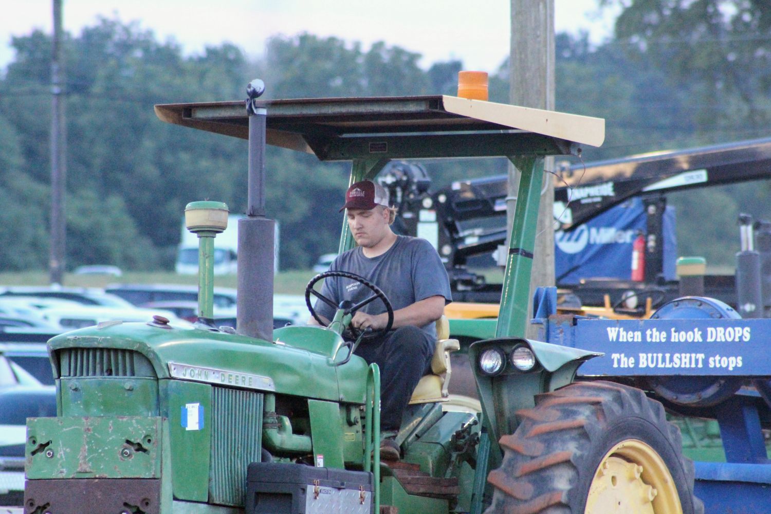Closeup of male in tractor pull