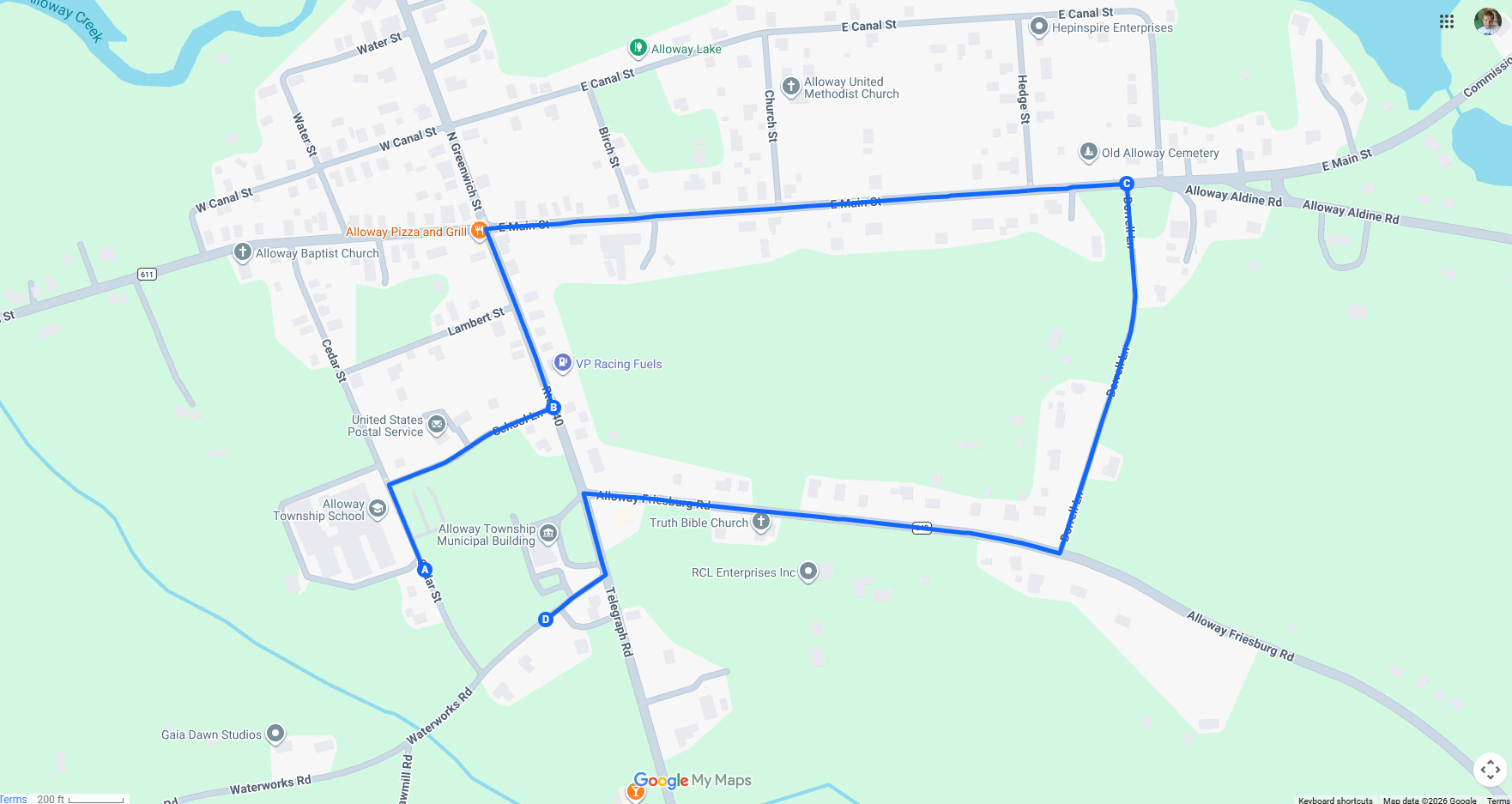 2026 Alloway Halloween Parade Route