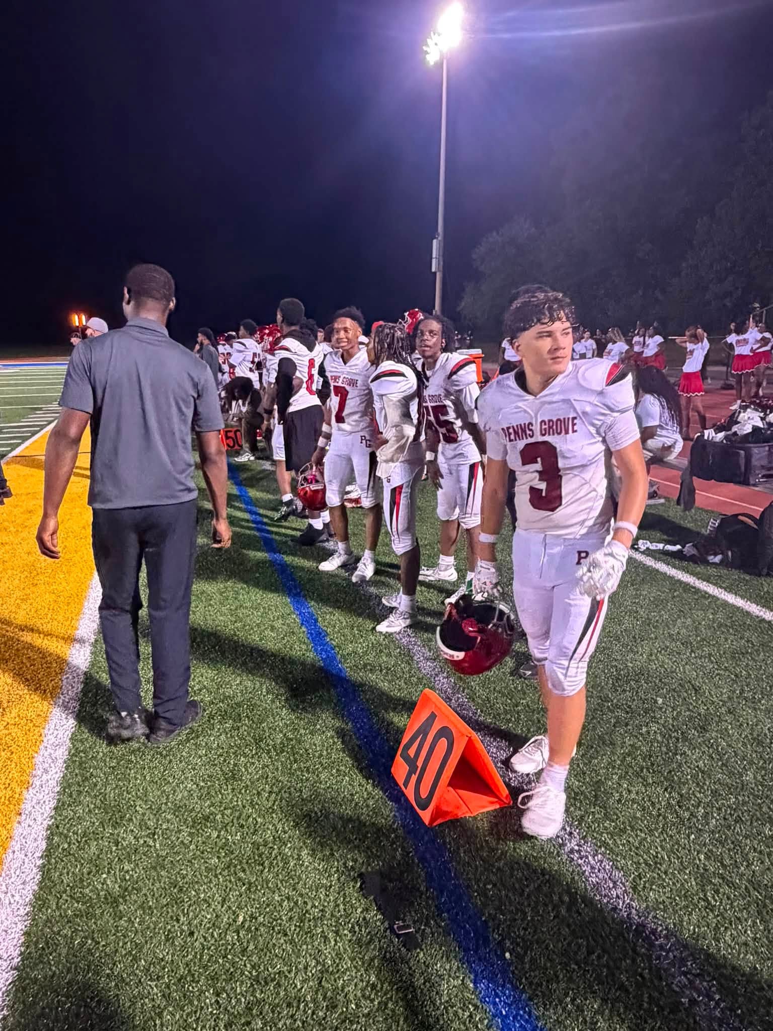 #3 Jerry Wooton who caught a 65-yeard TD pass and had an INT on defense