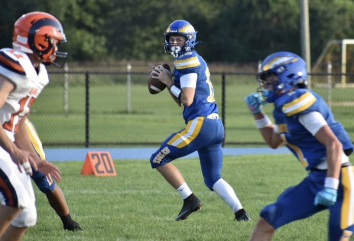 Pennsville quarterback Jake Layfield looks for an open receiver against Overbrook. Pennsville quarterback Jake Layfield looks for an open receiver against Overbrook.