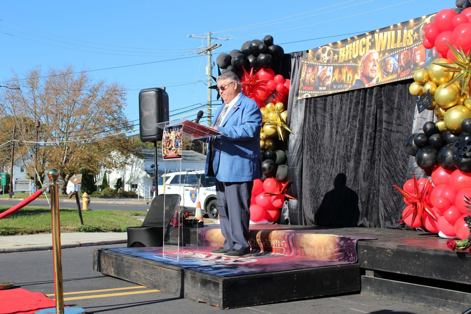 Mayor Pat Bomba speaks at yesterday's ceremony