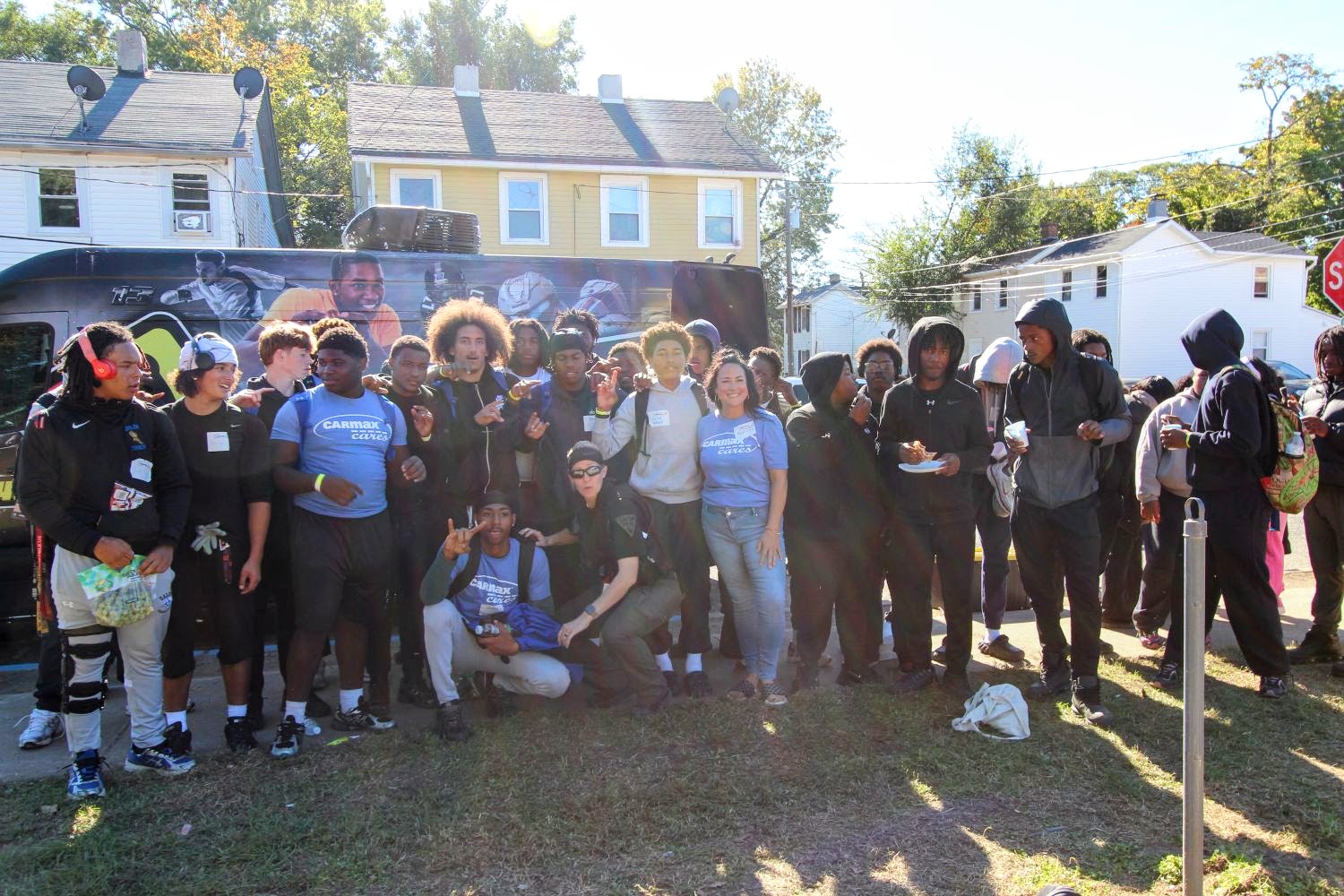 Salem Rams Football Team with Maricia and Policewoman