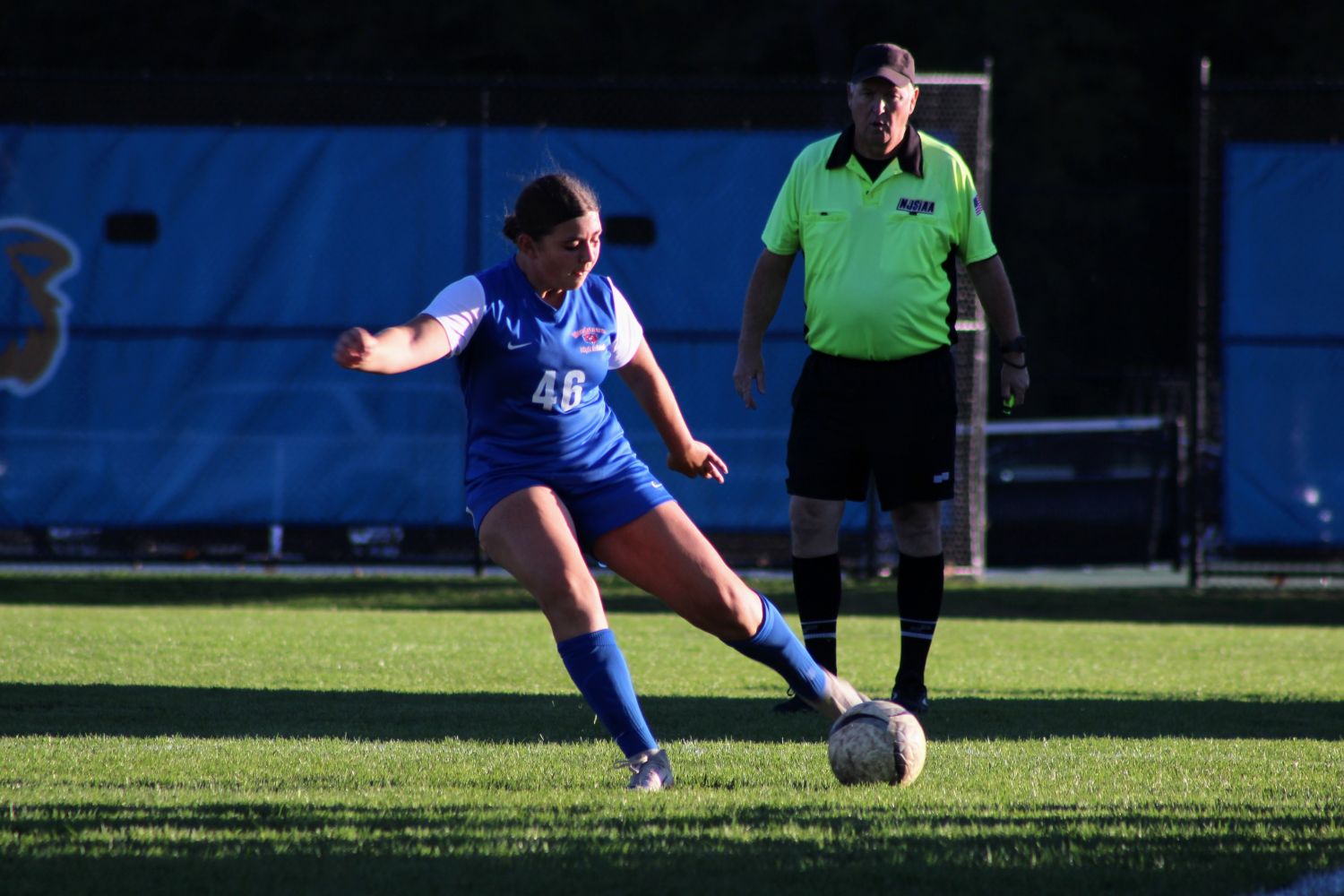 Woodstown Defender No 48 Bella Lucas clears the ball