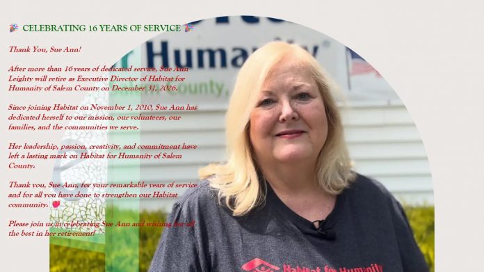 Sue Ann Leighty to retire from Habitat of Humanity after 16 years of dedication Sue Ann Leighty to retire from Habitat of Humanity after 16 years of dedication
